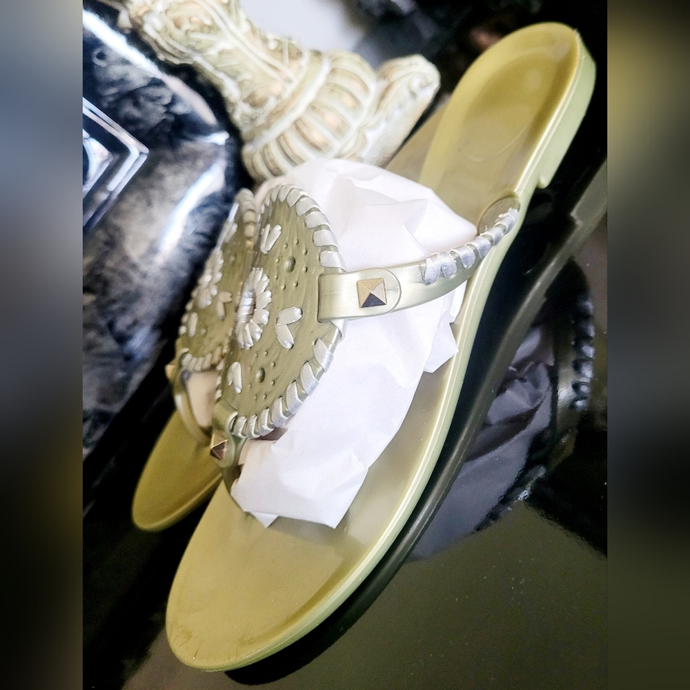 Jack Rogers Georgica Jelly Medallion Stud Gold Platinum Women's Sandals US 8 - Picture 15 of 16